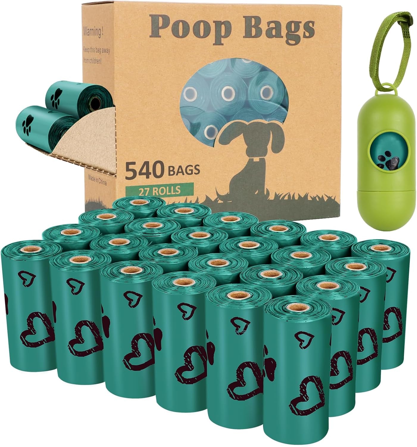 Biodegradable Dog Poop Bags: 720 Bags Extra Thick Strong Leak Proof Dog Waste Bags for Dogs with 1 Dispenser (4 Mixed Colors Green Blue Yellow Pink) -Scented