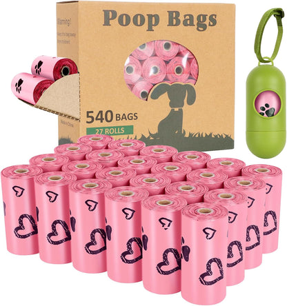 Biodegradable Dog Poop Bags: 720 Bags Extra Thick Strong Leak Proof Dog Waste Bags for Dogs with 1 Dispenser (4 Mixed Colors Green Blue Yellow Pink) -Scented