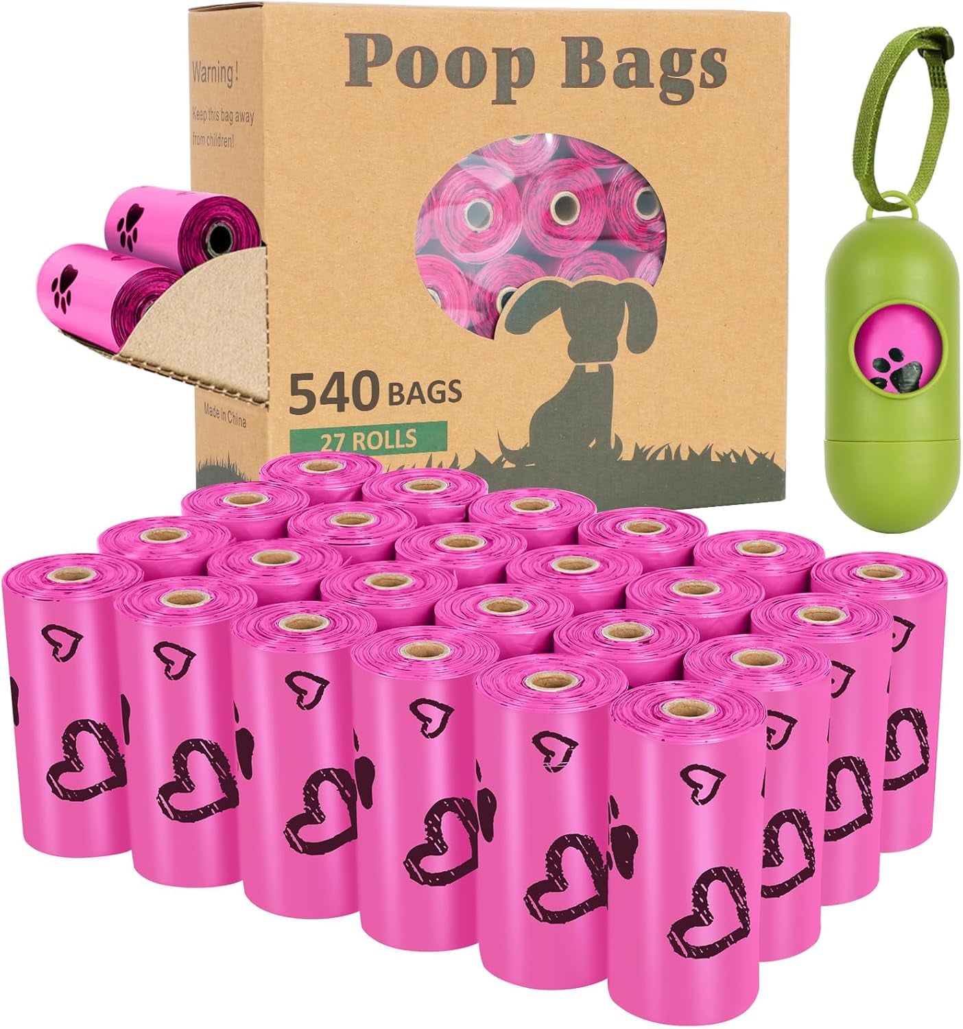 Biodegradable Dog Poop Bags: 720 Bags Extra Thick Strong Leak Proof Dog Waste Bags for Dogs with 1 Dispenser (4 Mixed Colors Green Blue Yellow Pink) -Scented